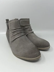 Earth Origins Collette Cheryl Women’s Gray Ruched Suede Ankle Boots Size 9.5 - Picture 1 of 16