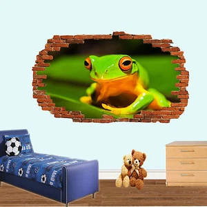 RANA EN HOJA EN NATACIÓN APLASTADA 3D PEGATINA DE PARED DECORACIÓN DE HABITACIÓN CALCOMANÍA MURAL - Imagen 1 de 3