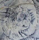 Garden Snail Katy Wroe oil painting on wood panel neutral grey white shades