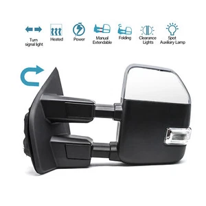 Left Side Tow Mirror Power Heated Signal Fits 2018-19 Ford F-250 F-450 SD Chrome - Picture 1 of 9