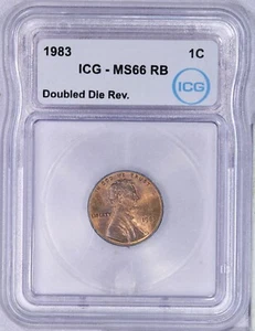 1983 Lincoln Cent 1c ICG MS66RB DDR Doubled Die Reverse - Picture 1 of 4