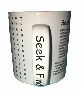 *STIR*16 OZ SEEK AND FIND WORD SEARCH COFFEE MUG BIG CUP*DRY ERASE GREAT GIFT* - Picture 1 of 6