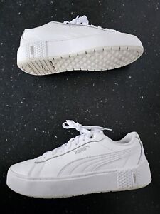 PUMA Women's Smash Platform Sneaker Shoes White Size 7UK  . "GOOD CONDITION"