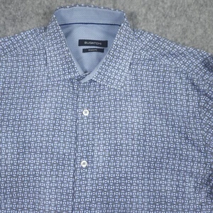 Bugatchi Gometric Print Shirt Mens Small Shaped Fit Blue All Day Commuter City - Picture 1 of 14