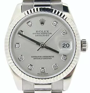 Rolex di medie dimensioni oro bianco massiccio 18K Datejust presidente FACTORY DIAMANTE 178279 - Foto 1 di 4