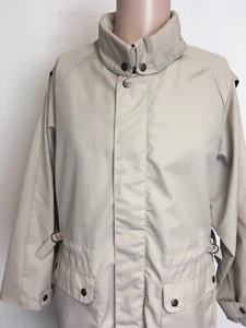 Vintage BROOKS BROTHERS KHAKI OVERCOAT Full-Zip RAGLAN CUT Hood S - Picture 1 of 12