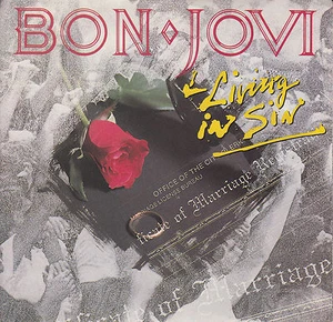 BON JOVI Living In Sin PICTURE SLEEVE 7" 45 record NEW + juke box title strip - Picture 1 of 2