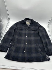 Utex Wool Blend Coat Men’s M Gray Plaid Quilted Lining Mid Weight Jacket - Picture 1 of 12