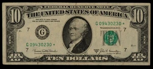 FR 2020-G* $10 1969 B Federal Reserve Note US - Star Note - SKU-CA1356 - Picture 1 of 2
