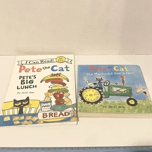LOT OF 2 PETE THE CAT READING BOOKS BY JAMES DEAN - Picture 1 of 3