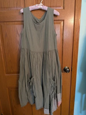 Ewa i Walla Dress sz M green 100% Cotton big pockets Cottagecore SHIPS FREE - Image 1 of 4