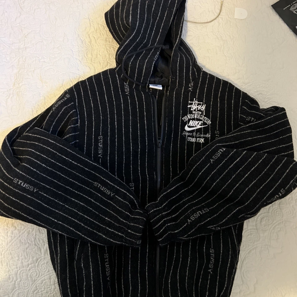 Nike x Stussy в полоску шерсти куртка черный DR4023-010 унисекс маленький - Изображение 1 из 2