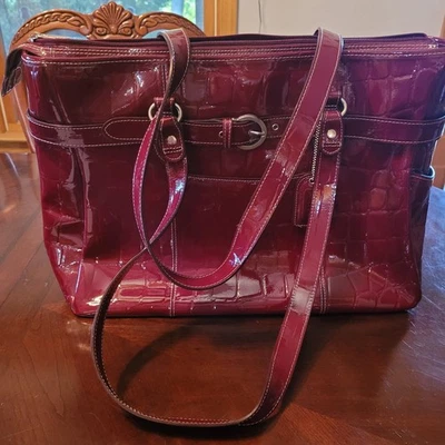 NWOT Mcklein USA Slamod Seirra Red Patent Leather Laptop Tote Satchel - Image 1 of 4