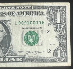 (5 OF A KIND 0s!) 1 $ 5 of a Kind Fancy Seriennummer L00910030R Serie 2013 - Bild 1 von 3