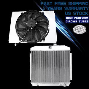 3 Row Radiator & Shroud & 16" Fan For 1955-1957 Chevy Bel Air 210 150 V8 Support - Picture 1 of 12