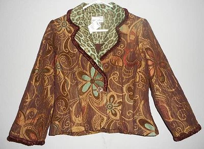 NUEVO CON ETIQUETAS ¡HERMOSO! Abrigo Chaqueta Corta Diseñador "3 SISTERS" Damas Pequeño Forrado  Foto 1 de 4