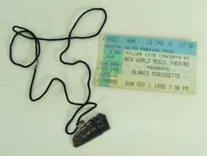 Alanis Morissette 1996 Concert Ticket Stub & Necklace Jagged Little Pill Chicago