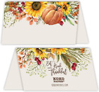 Koko Paper Co Thanksgiving Place Cards with Pumpkin Small, Orange, Brown, Red 