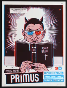 Raro Poster Primus 2012 Tower Theatre Philadelphia Morning Breath 3D Bibbia A/P - Foto 1 di 1