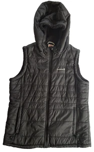 Avalanche Wear Lined Puffer Hooded Vest Zipper Front Chin Guard Womens Black L - Picture 1 of 19