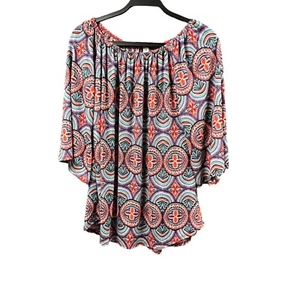 Paisley Grace Blouse Women Medium Flowy Floral Multicolor Boho Tunic Top USA - Picture 1 of 9