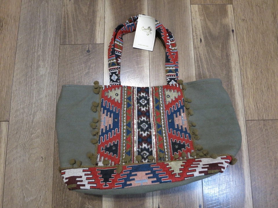 Bolso de Mano Scully Verde/Multicolor Azteca Brillo Cuentas NUEVO CON ETIQUETAS LEER Foto 1 de 4