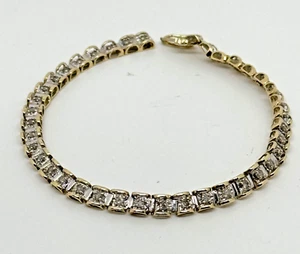 9ct yellow gold diamond bracelet 7.9 grams 7.5 inches 4.6mm hallmarked - Picture 1 of 10