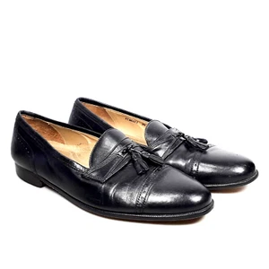 Pierre Cardin Espace Mens Black Leather Cap Toe Tassel Loafers Shoes Size 9.5D - Picture 1 of 10