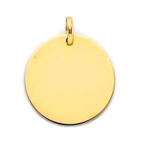 14K Solid Yellow Gold Circle Disc Engravable Pendant for Necklace 1.9 grams - Picture 1 of 18