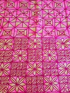 VINTAGE 60er 70er HEISSER ROSA HAWAII STOFF geometrisch Blumen 3 YARDS - Bild 1 von 5
