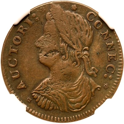 1787 M 33.17-r.1 NGC AU 50 Connecticut Colonial Copper Coin - Image 1 of 3
