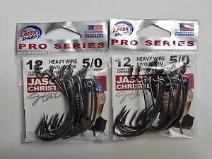 Eagle Claw Pro Series 5/0 Heavy Wire Ewg Worm Bass Hooks - 2 Packs - 24 Total - Picture 1 of 2