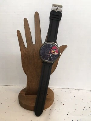 Angry Birds Red Watch Big Black Case & Black Rubber Strap Very Cute! - Image 1 of 4