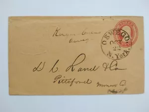 New York: Oswego 1850s 3c Entire Embossed Collins Hardward Advertising Cover - Picture 1 of 2