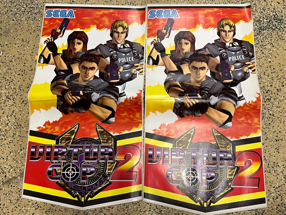 NOS Sega VIRTUA COP 2 side art set - projection TV cabinet - Image 1 of 1