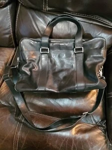 COLE HAAN Large Double Zipper Hobo Black Leather Shoulder Slouchy Bag Purse - Picture 1 of 6