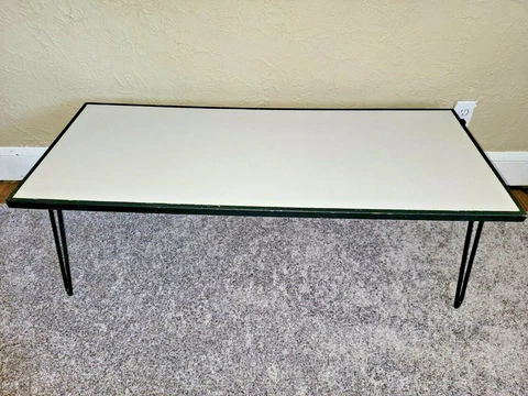 MCM Vtg Coffee Table Retro Formica Top Gray w Metal Hairpin Legs Home Furniture Cover