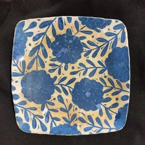 Makoto Kagoshima quadratischer Dekoteller Keramik Kunst Handarbeit blau - Bild 1 von 18