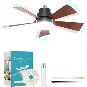 Socket Fan Light, E26 Screw in Bulbfan with 1 Spare Lightbulb, 20.5 in Ceilin... - Bild 1 von 8