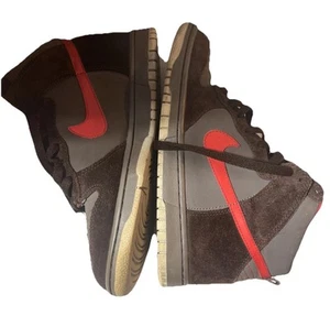 2009 Kids Nike Dunk High Red / Dark Cinder / Grey 308319-261 SZ. 6 Y VGC - Picture 1 of 18