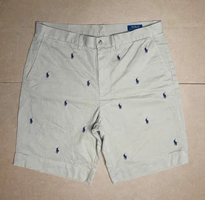 Polo Ralph Lauren Men’s 34 All Over Pony Chino Shorts 9" Beige Khaki - Picture 1 of 5