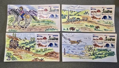 Lot of 4 FDC 200 Years of Postal Service 1572-1575, Kate Hayden cachet - Image 1 of 4