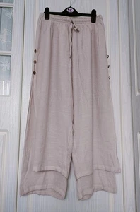 Ladies Summer Harem Casual Pants Pink Wide Leg Palazzo S/M BNWT - Picture 1 of 16
