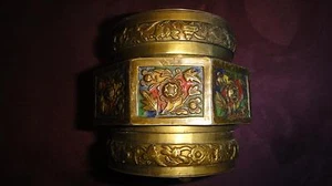 ANTIKE VINTAGE CHINESISCHE EXPORT ACHTECKIGE EMAILLE CLOISONNE ZIGARETTENSCHACHTEL ETUI BRONZE - Bild 1 von 12