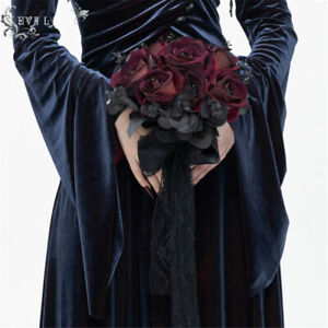 Eva Lady Gothic Wedding Bouquet Calla Bride Holding Flowers Artificial Silk Rose