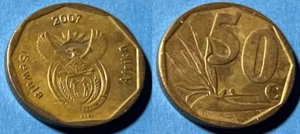 South Africa 2007 50 Cents Ndebele KM-343 Bronze plated steel aXF No2 #75 - Picture 1 of 1