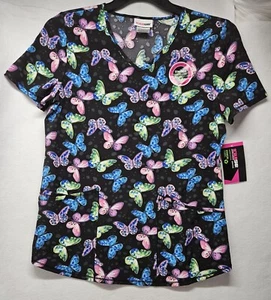 Scrubstar Women's Blissful Flutters V-Neck Scrub Top Size S/CH-New - Picture 1 of 6