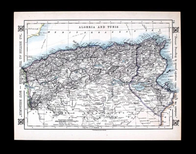1921 Johnston Map Algeria & Tunis Alger Oran Constantine Tunisia Sahara Africa - Image 1 of 2