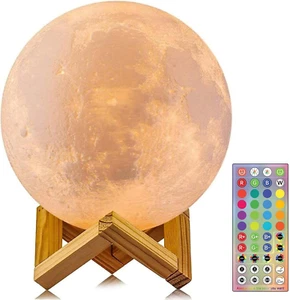 6Inch Moon Lamp Large 2024 Upgrade 128 Colors Room Decor Home Decor- 3D Printing - Picture 1 of 12