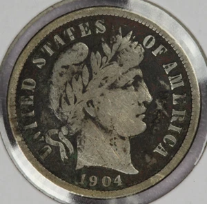 1904-S Barbiere Moneta Argento 10C-F+ - Foto 1 di 2